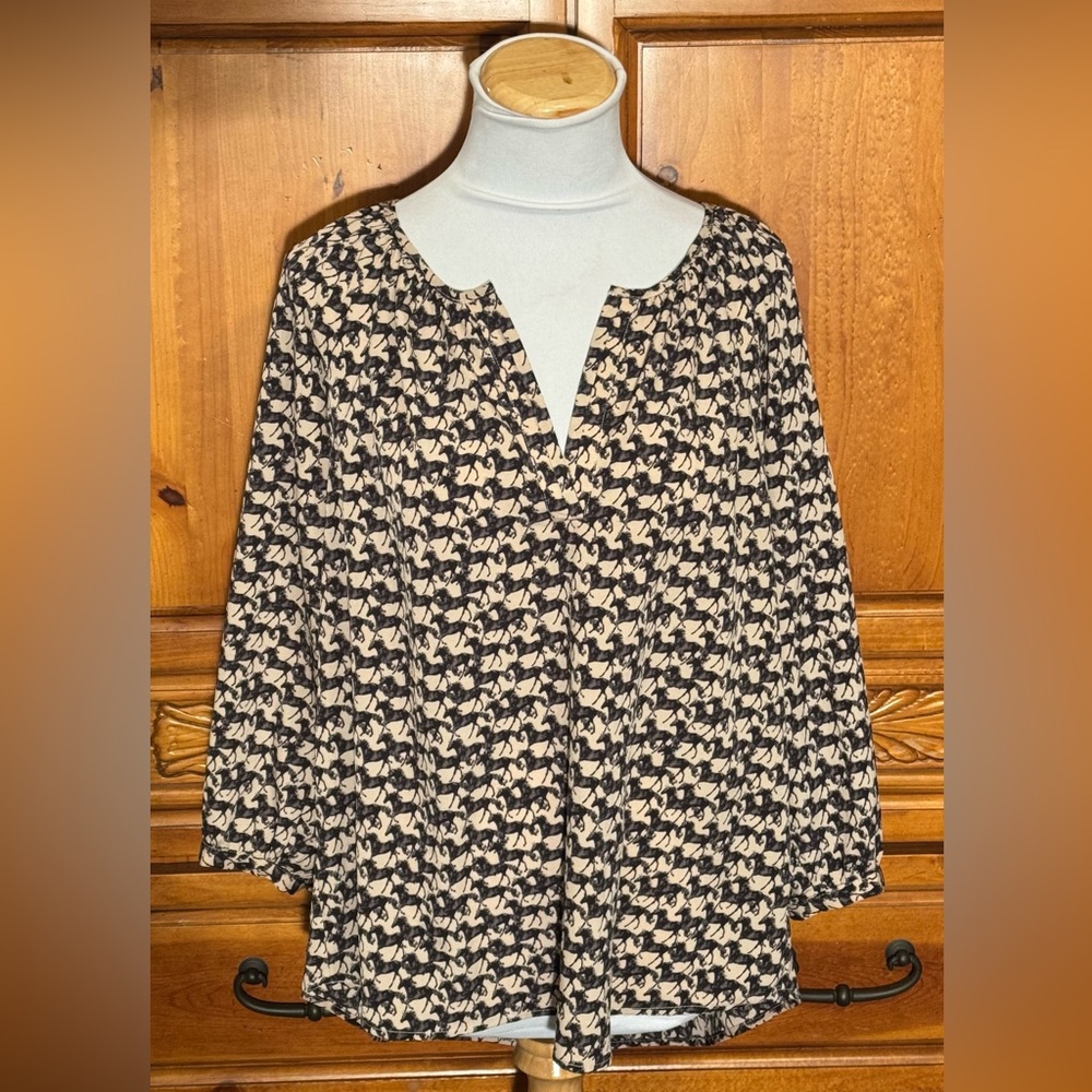 Premise Black and Cream Horse Patterned Blouse